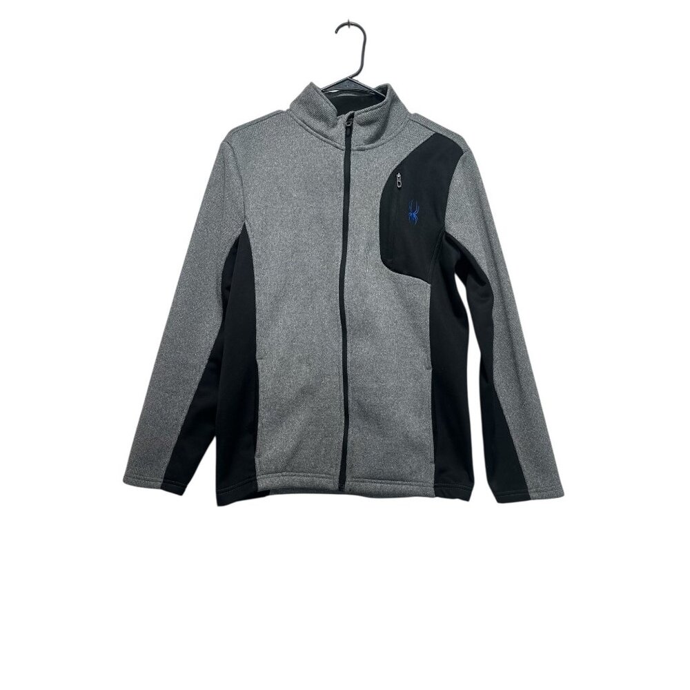 Spyder Raider Polar Tech Jacket Junior Mens XL 18-29 Gray Knit Thermal Outdoors